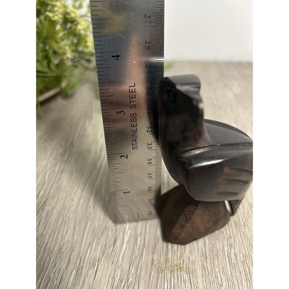 Vintage MCM Hand Carved Mahogany Wooden Eagle Figurine - Picture 6 of 6